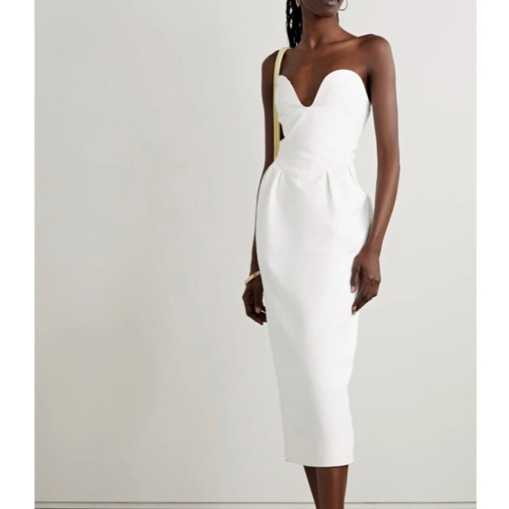 Mara Hoffman Women White Isla Strapless Midi Column Dress Size 6, Orig $550